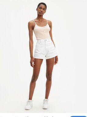 Levi’s High Waisted Mom Shorts White Cottagecore Euro Summer Clean Girl Coastal